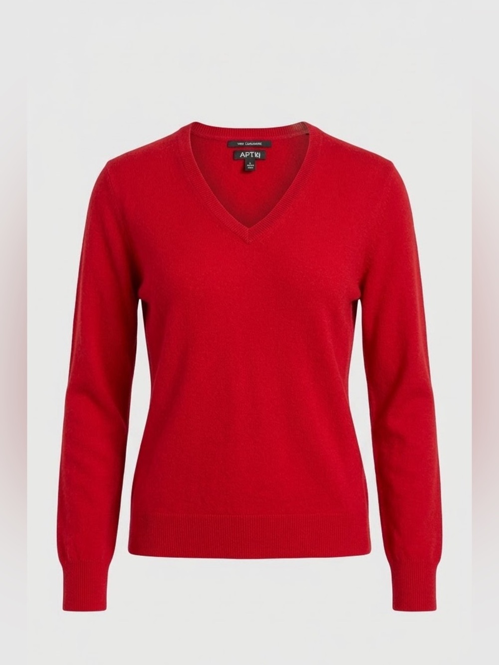 APT. 9 100% Cashmere Red V-Neck Long Sleeve Sweater Women's Size L